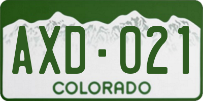 CO license plate AXD021