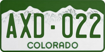 CO license plate AXD022