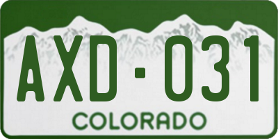 CO license plate AXD031