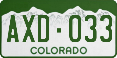 CO license plate AXD033
