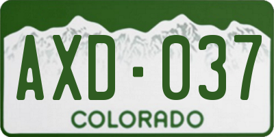 CO license plate AXD037