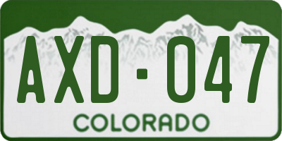 CO license plate AXD047