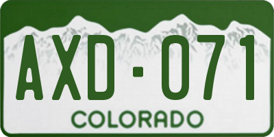 CO license plate AXD071