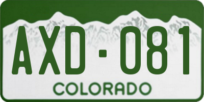 CO license plate AXD081