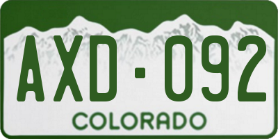 CO license plate AXD092