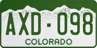 CO license plate AXD098