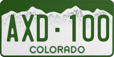 CO license plate AXD100