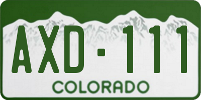 CO license plate AXD111