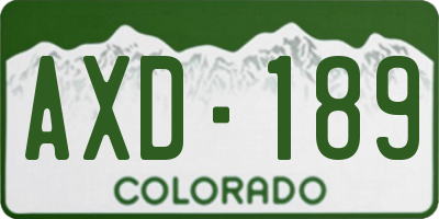 CO license plate AXD189