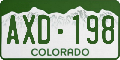 CO license plate AXD198