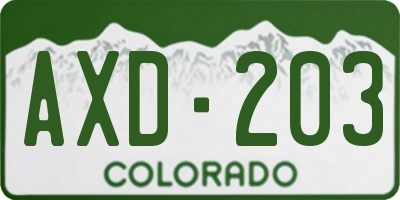 CO license plate AXD203