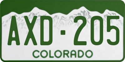 CO license plate AXD205