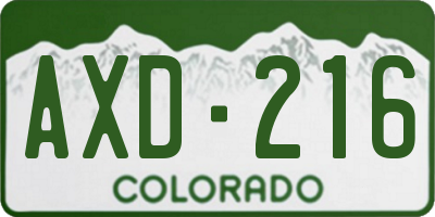 CO license plate AXD216