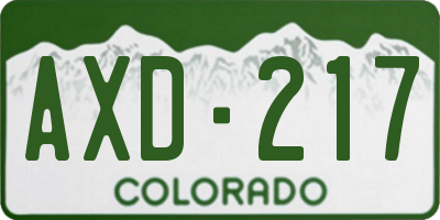 CO license plate AXD217