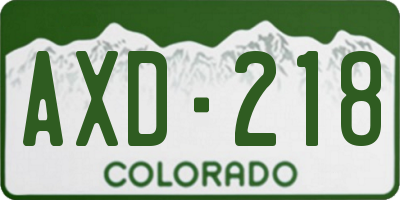 CO license plate AXD218