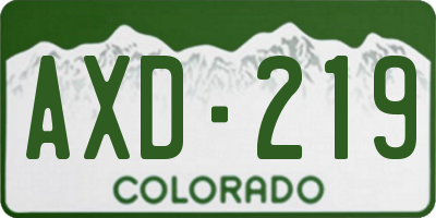 CO license plate AXD219