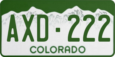 CO license plate AXD222