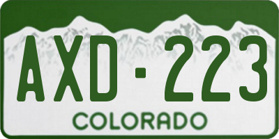CO license plate AXD223