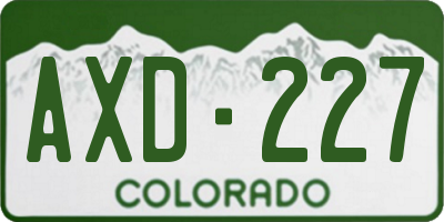 CO license plate AXD227