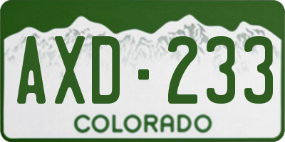 CO license plate AXD233