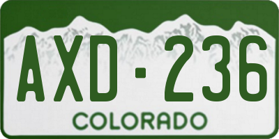 CO license plate AXD236