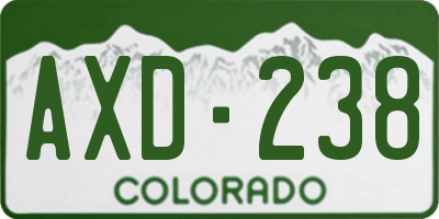 CO license plate AXD238