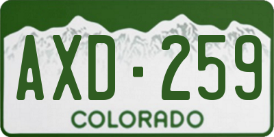 CO license plate AXD259