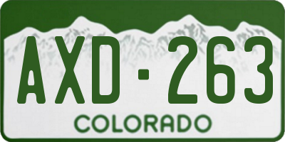 CO license plate AXD263