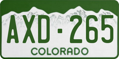 CO license plate AXD265