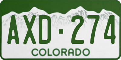 CO license plate AXD274