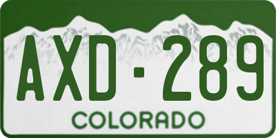 CO license plate AXD289