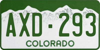 CO license plate AXD293