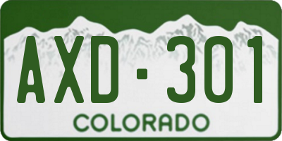 CO license plate AXD301