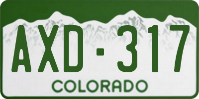 CO license plate AXD317