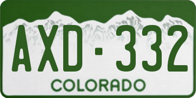 CO license plate AXD332