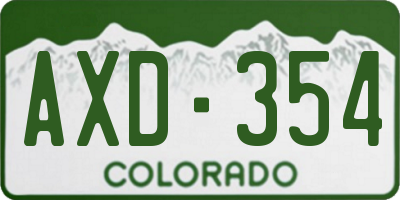 CO license plate AXD354