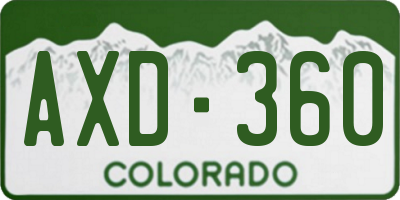 CO license plate AXD360