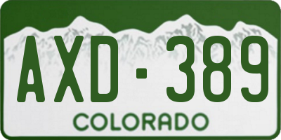 CO license plate AXD389