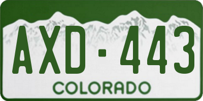 CO license plate AXD443