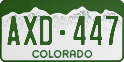 CO license plate AXD447