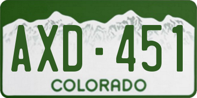 CO license plate AXD451