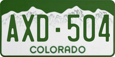 CO license plate AXD504