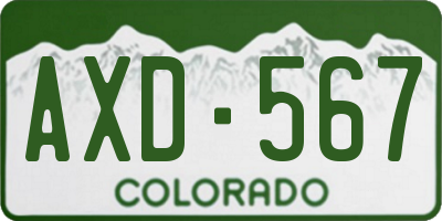 CO license plate AXD567