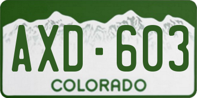 CO license plate AXD603