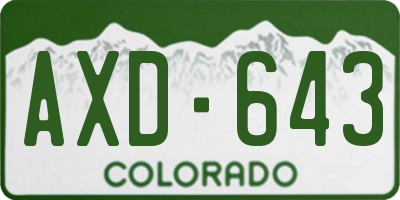 CO license plate AXD643
