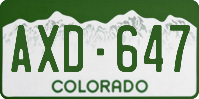CO license plate AXD647
