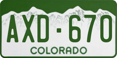 CO license plate AXD670