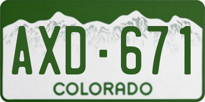 CO license plate AXD671