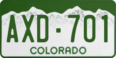 CO license plate AXD701