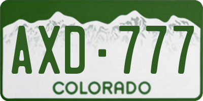 CO license plate AXD777